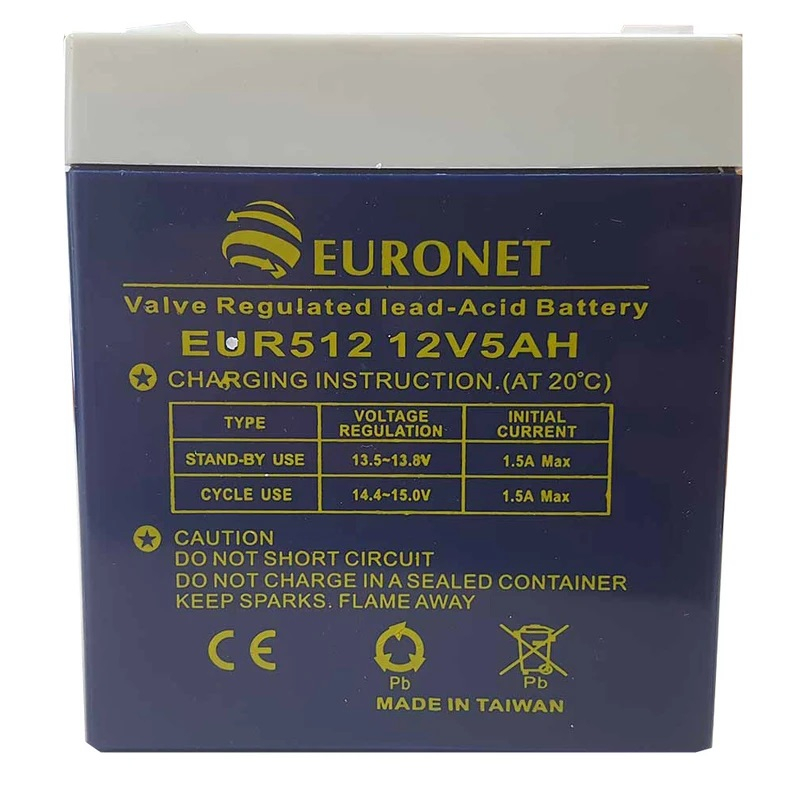 باتری UPS با ولتاژ 12 ولت و شدت جریان 5 آمپرساعت یورونت مدل EUR۵۱۲ بسته 10 عددی