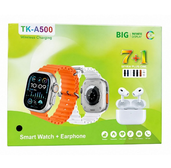ساعت هوشمند 49 میلی متری مدل TK-A500 با بند سیلیکونی به همراه هدفون