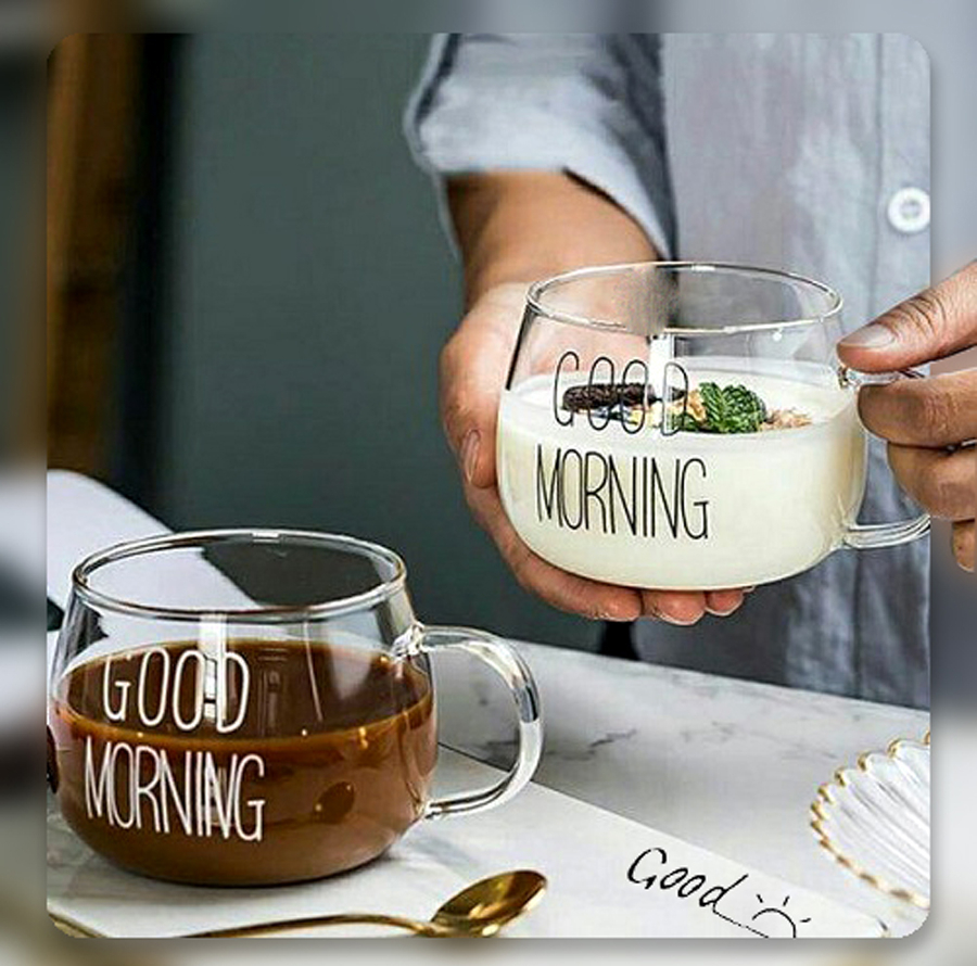 لیوان مدل GOOD MORNING  به همراه زیر لیوانی