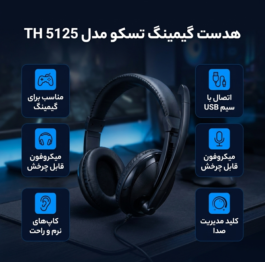 هدست گیمینگ تسکو مدل TH 5125