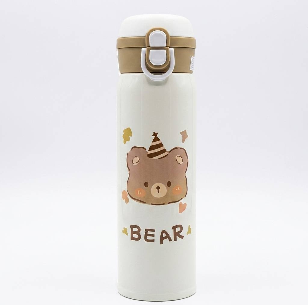 قمقمه کودک مدل دوحالته نی دار طرح خرس BEAR فانتزی گنجایش 0.5 لیتر