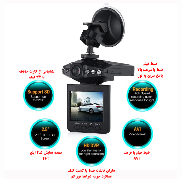 دوربین ثبت وقایع خودرو مدل 198/1080P