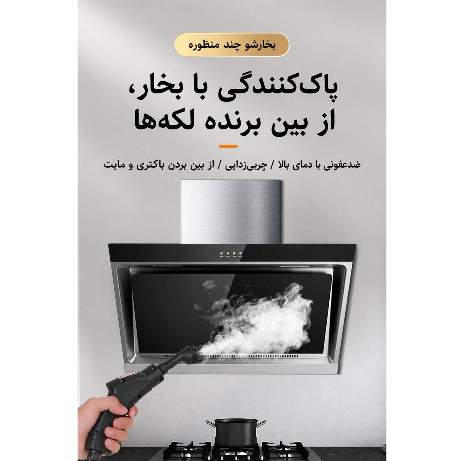 بخار شو 2500 وات 1.2 لیتری مدل چندکاره مخزن دار به همراه 12 عدد سری قابل تعویض