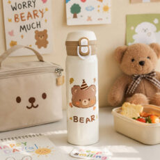 قمقمه کودک مدل دوحالته نی دار طرح خرس BEAR فانتزی گنجایش 0.5 لیتر