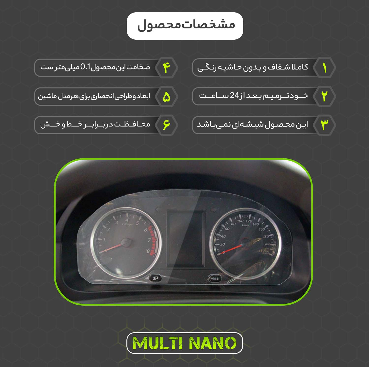برچسب محافظ صفحه کیلومتر خودرو مولتی نانو مدل X-S1T مناسب برای اف ام سی SX5
