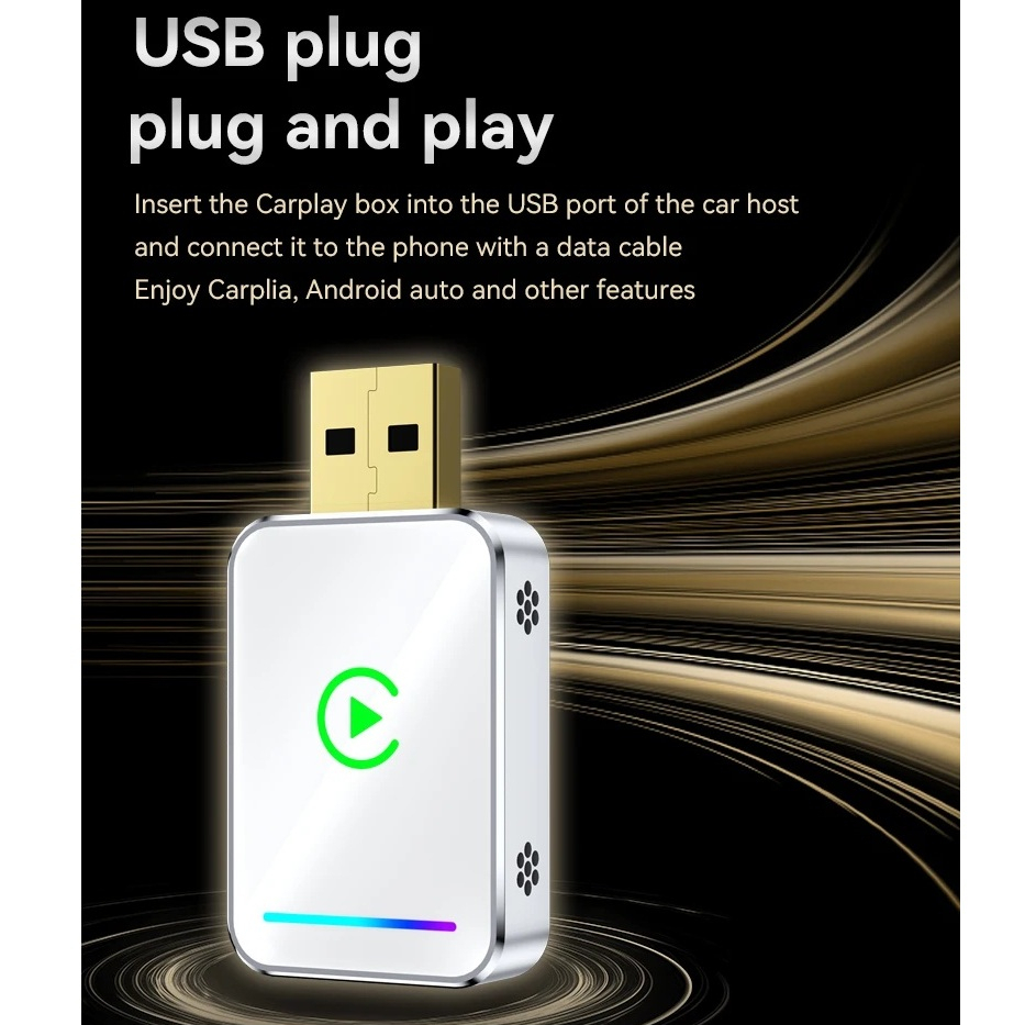 کارپلی و اندروید اتو مدل Wireless CarPlay/Android Auto Q1JS به همراه مبدل USB به USB-C