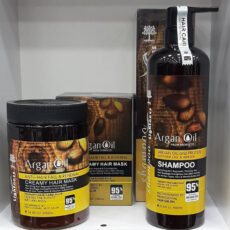 شامپو تقویتکننده و ترمیم کننده مو لایتنس مدل argan حجم 900 میلیلیتر به همراه ماسک مو لایتنس مدل argan oil حجم 1000 میلیلیتر