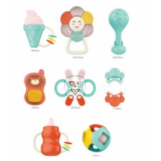 جغجغه و دندان گیر ناب سل مدل هانگر مجموعه 8 عددی کد HANGER HAPPY WORLD