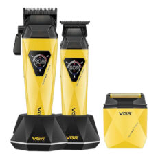 ماشین اصلاح موی سر و صورت شارژی وی جی ار مدل V-877 S3 مجموعه 3 عددی