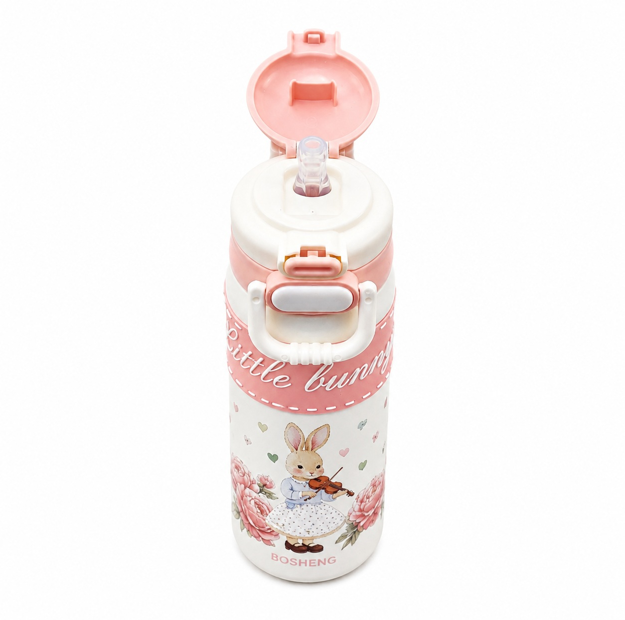 قمقمه کودک مدل بوشنگ نی دار دوحالته طرح خرگوش Little Bunny کارتونی گنجایش 0.49 لیتر