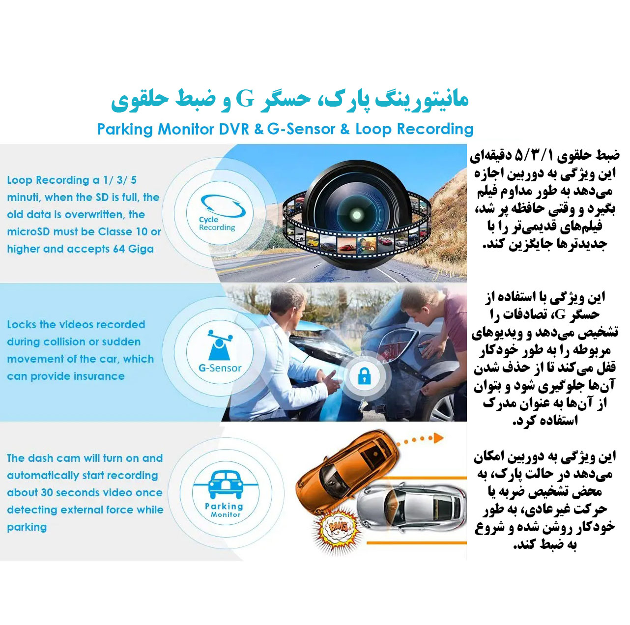دوربین ثبت وقایع خودرو مدل T751/1296P
