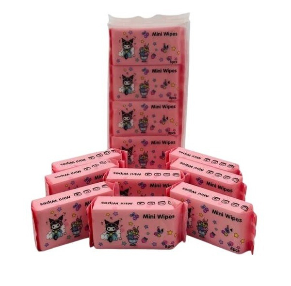 دستمال مرطوب کودک طرح کرومی مدل Mini Wipes مجموعه 8 عددی