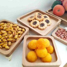 ظرف سرو چوبی پایه‌دار مدل ply05 مجموعه 5 عددی از چوب روس باکیفیت، ضدآب و بادوام مناسب آجیل‌خوری، میوه‌خوری و شکلات‌خوری، قابلیت شست‌وشو با دست و استفاده در میهمانی و پذیرایی