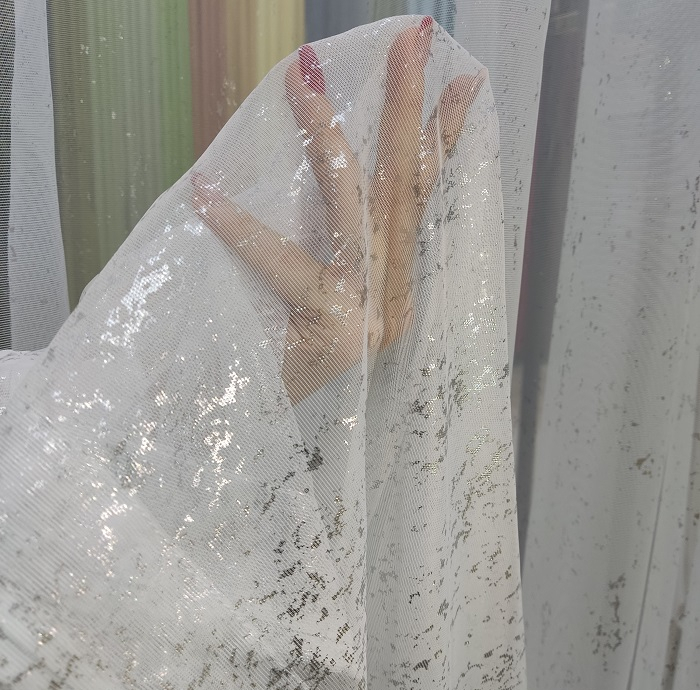 پرده تیکو دکو مدل دوخت ساده حریر ژورژت طلاکوب سایز 280x500 سانتی‌متر