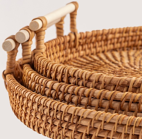 سینی حصیر بافی مدل راتان بسته 3 عددی