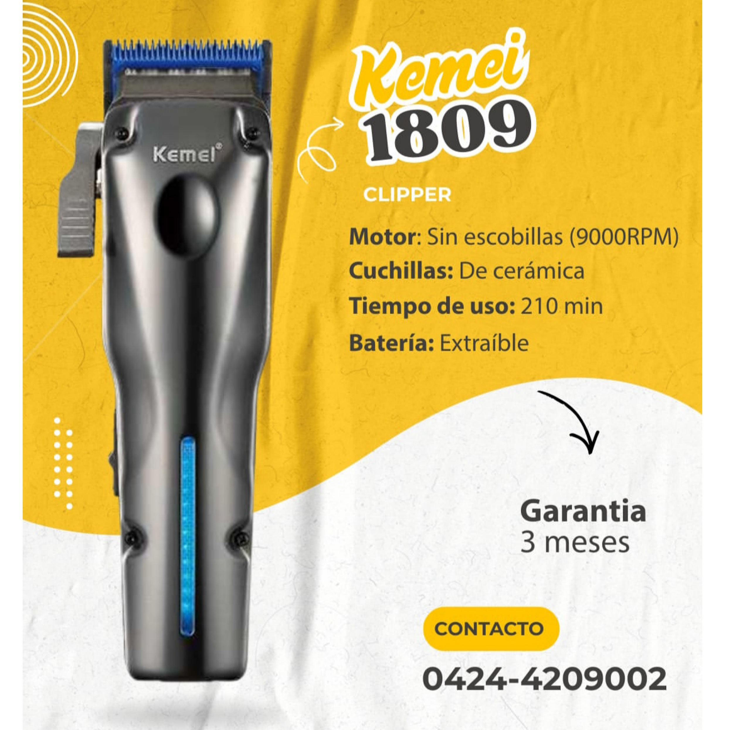 ماشین اصلاح موی سر و صورت شارژی کیمی مدل km-1809