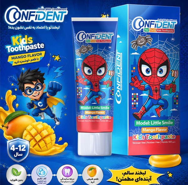 خمیردندان کودک کانفیدنت مدل Too-B06 حجم 70 میلی‌لیتر مجموعه 6 عددی