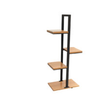 استند گل ایستاده مدل G-15 با پروفیل فلزی مقاوم و طبقات MDF ضدآب، مناسب برای گل‌های آپارتمانی و گیاهان آبی، طراحی استوانه‌ای با استحکام بالا و ابعاد 120x55x25 سانتی‌متر