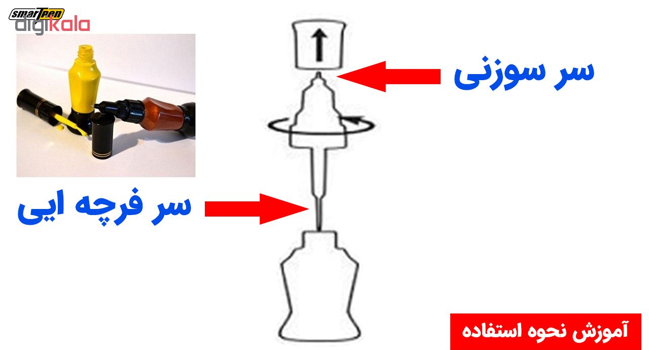 قلم خشگیر بدنه خودرو اسمارت پن رنگ قرمز ساده (گوجه ای) پژو 206 ایران خودرو کد 31521 حجم 15 میلی لیتر