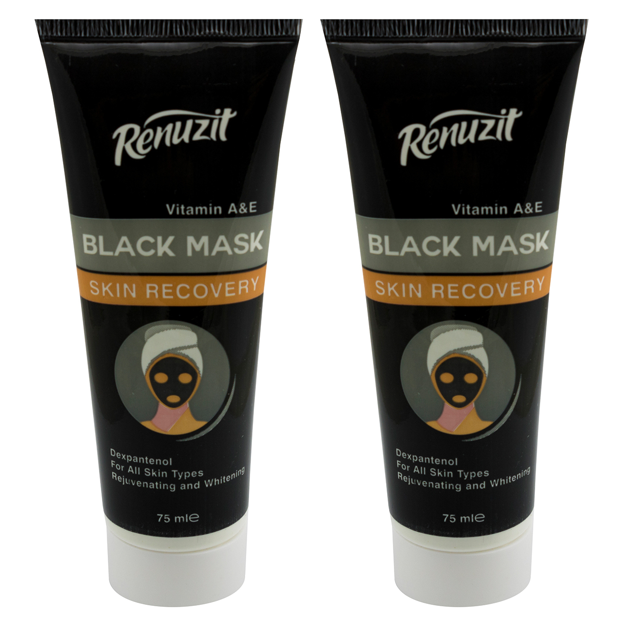 ماسک صورت رینو زیت مدل Black mask carbon active حجم 75 میلی لیتر مجموعه 2 عددی