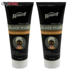 ماسک صورت رینو زیت مدل Black mask carbon active حجم 75 میلی لیتر مجموعه 2 عددی