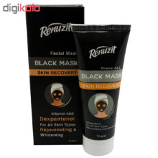 ماسک صورت رینو زیت مدل Black mask carbon active حجم 75 میلی لیتر مجموعه 2 عددی
