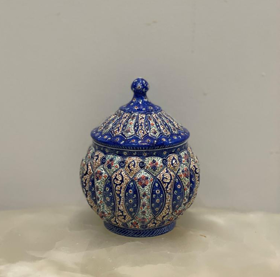 قندان میناکاری اسماعیلی مدل درب دار خانه بندی کد 841159-4