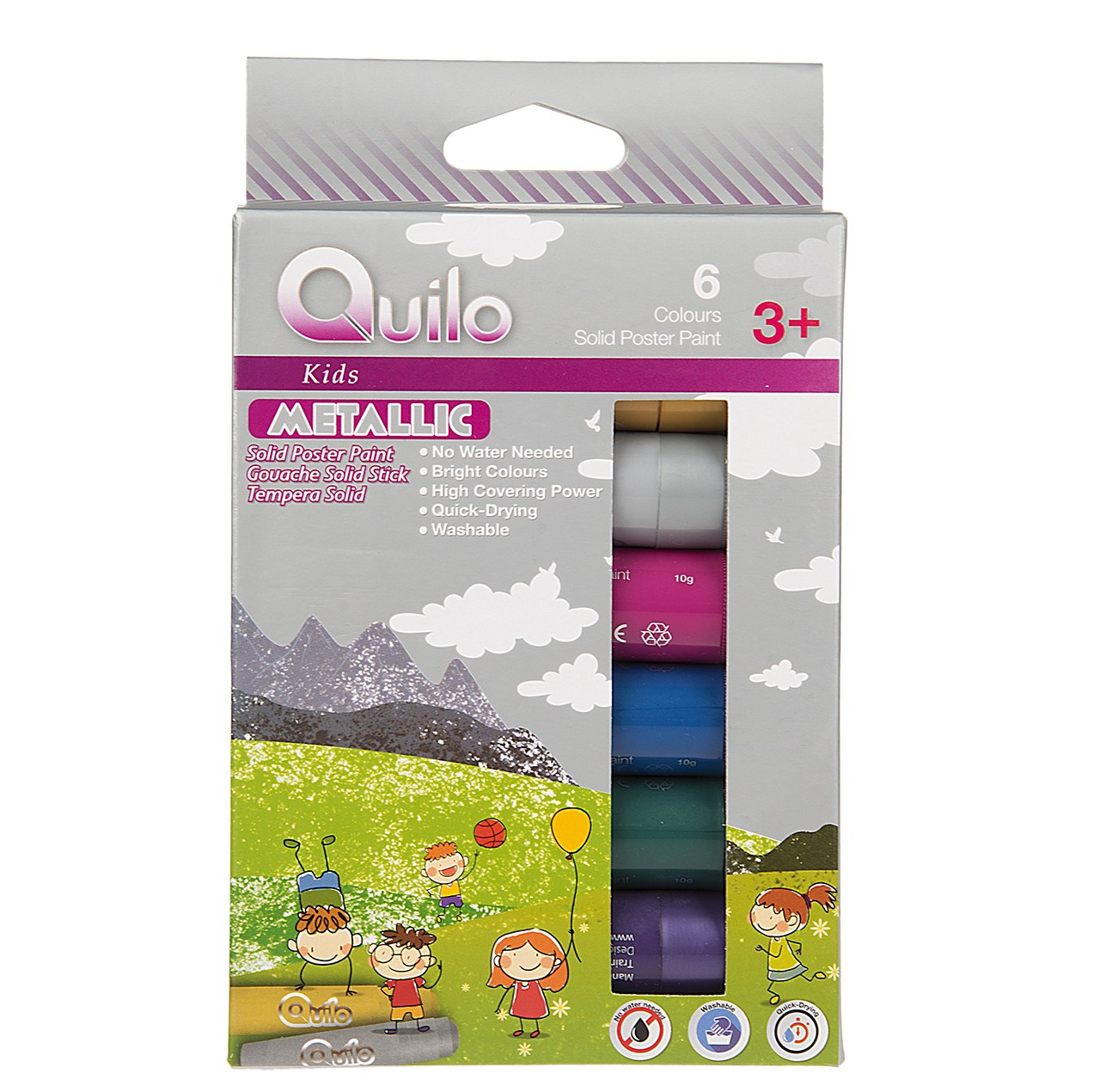 گواش جامد 6 رنگ کوییلو سری Kids مدل Metallic