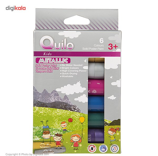 گواش جامد 6 رنگ کوییلو سری Kids مدل Metallic