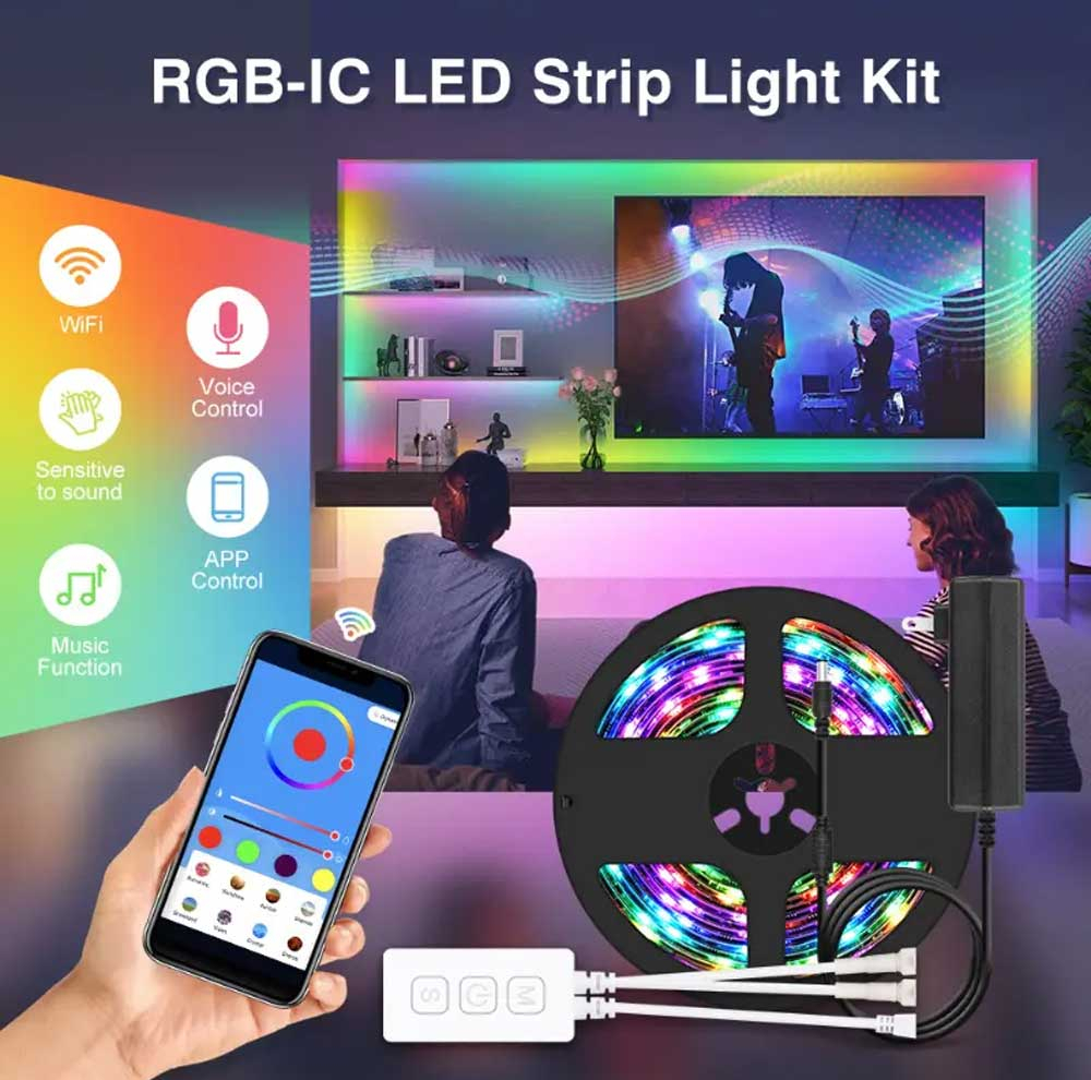 ریسه ال ای دی RGB هوشمند موزیکال مدل سقف ابری طول 10 متر