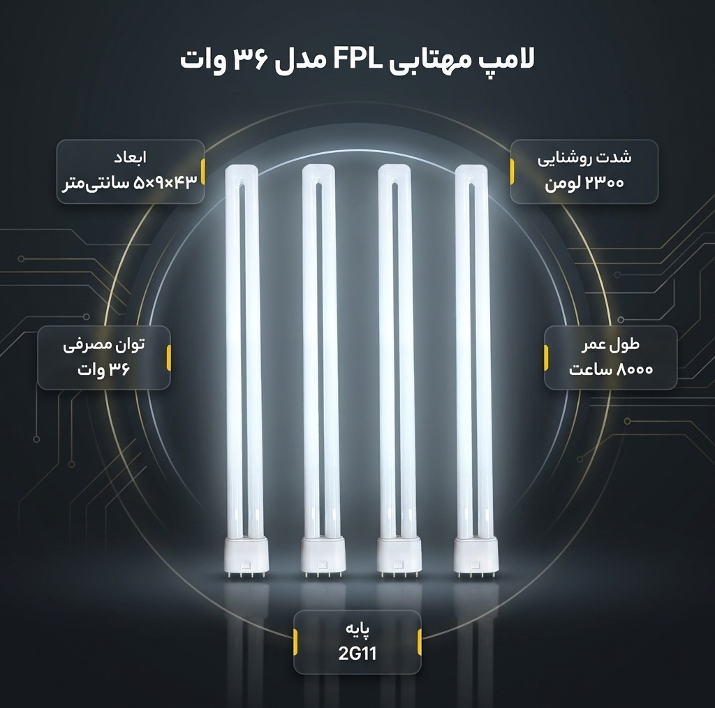 لامپ مهتابی 36 وات مدل FPL پایه 2G11 بسته 4 عددی