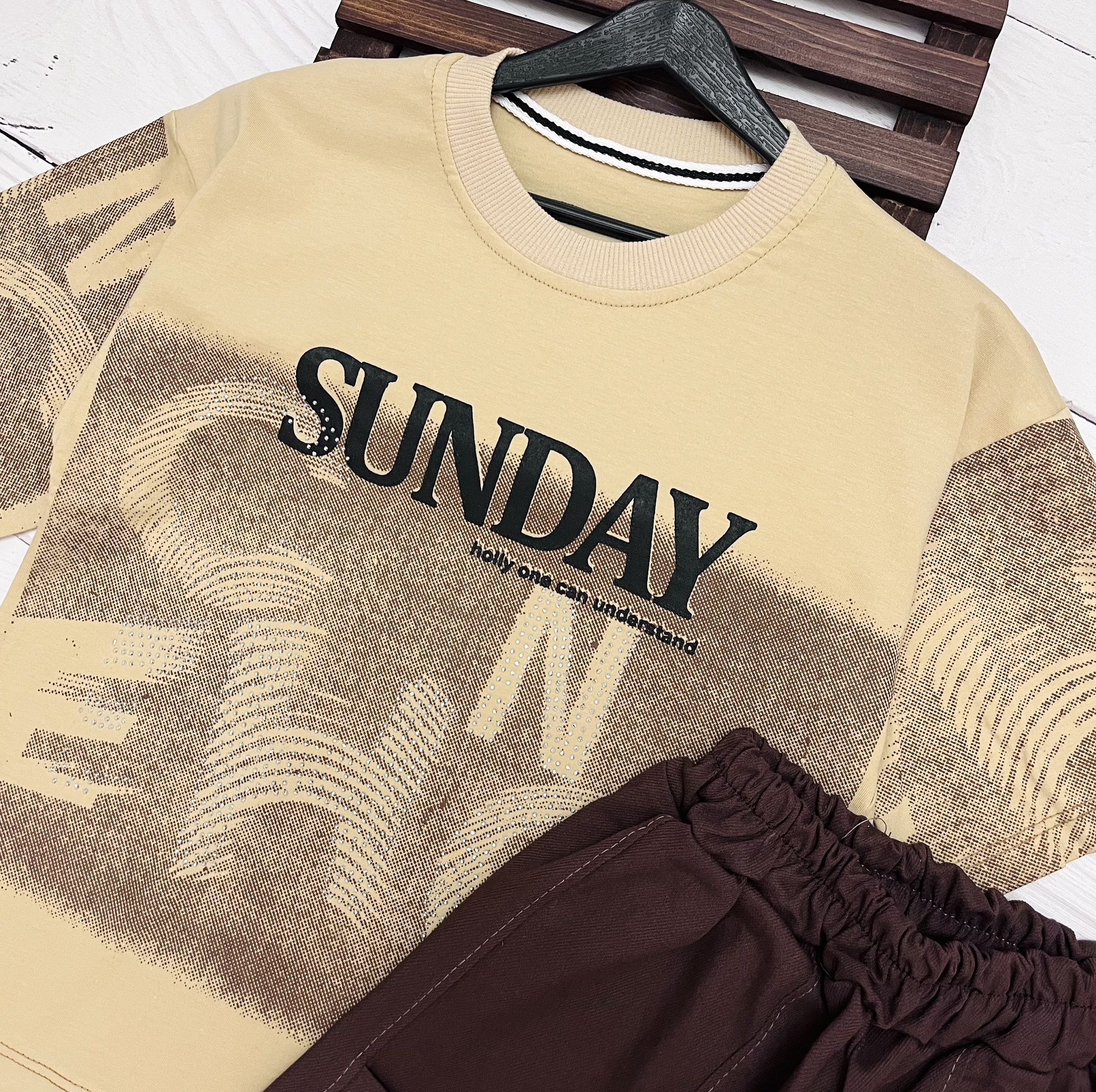 ست تی شرت و شلوارک پسرانه مدل SUNDAY