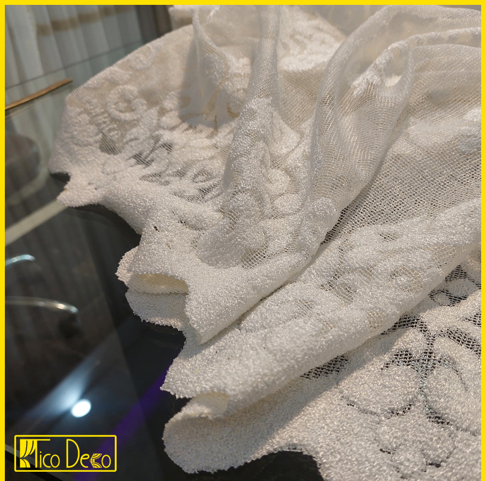 پرده پانچ تیکو دکو مدل تور راشل کادکا طرح ورسای دالبوردار  سایز 280 × 300 سانتی‌متر