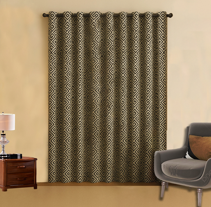 پرده پانچ تیکو دکو مدل ساتن ژاکارت طرحدار ابریشم بافت دار  سایز 280x300 سانتی‌متر