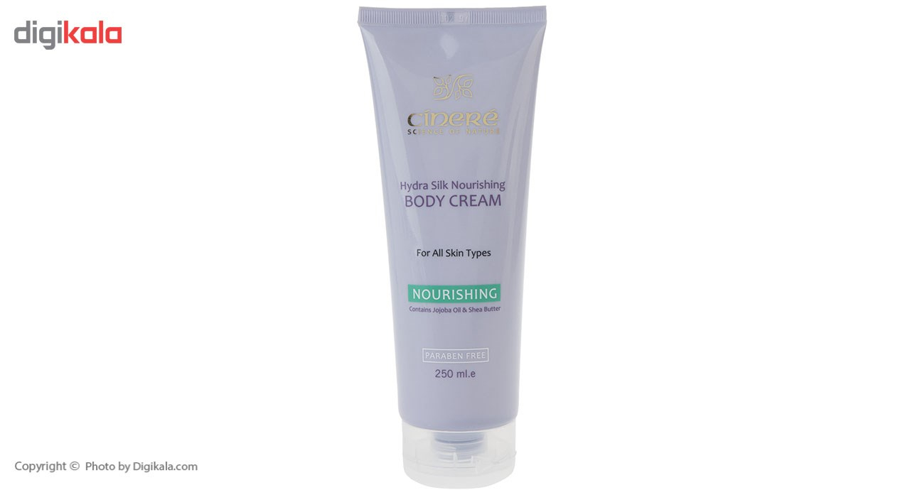 کرم مغذی بدن سینره Hydra Silk حجم 250 میلی‌لیتر با عصاره آووکادو، شی‌باتر، عسل گیاهی و روغن جوجوبا، مرطوب‌کننده، ضد حساسیت و کمک به نرمی و بازسازی پوست