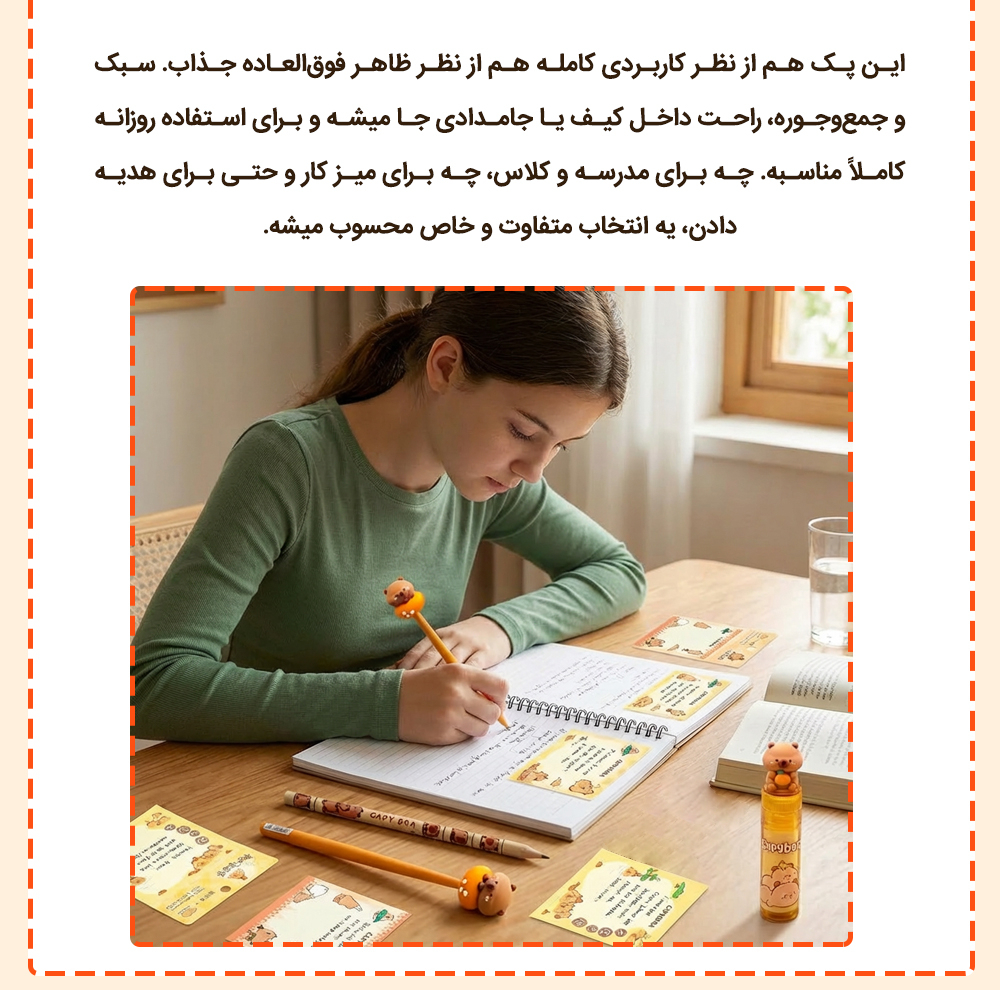 بسته لوازم تحریر دکین مدل کاپیبارا-2 مجموعه 7 عددی