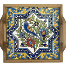 سینی کاشی کاری مدل مرغ مینا