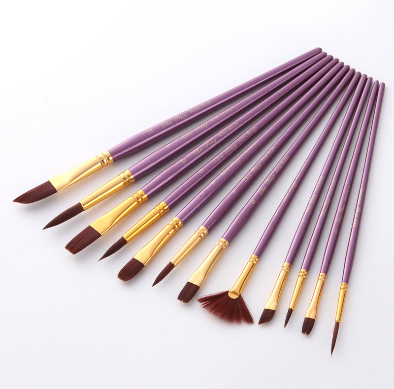 ست قلم مو ژوتینگ کد Professional Violet به همراه پالت مجموعه 13 عددی