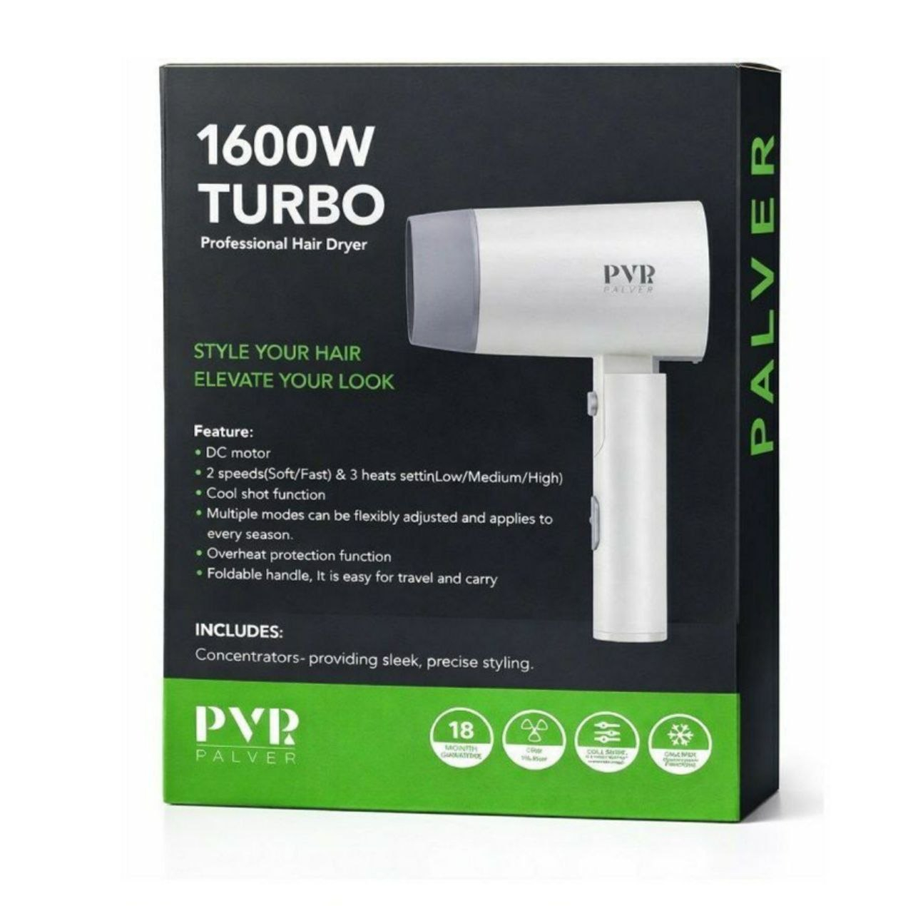 سشوار حرفه ای 1600 وات پالور مدل pvr-6812