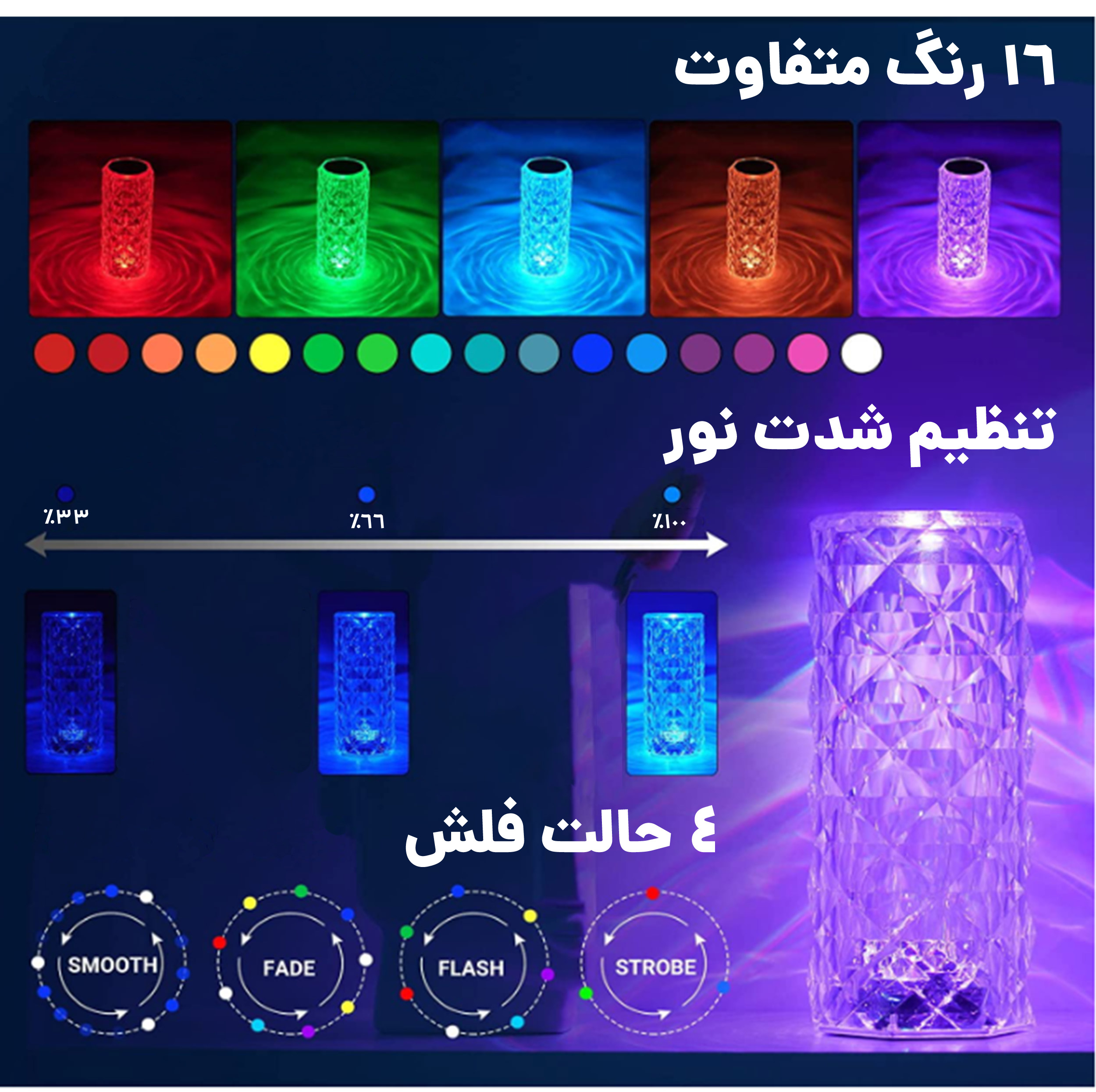 آباژور رومیزی کیوب مدل لمسی Diamond AXFU176