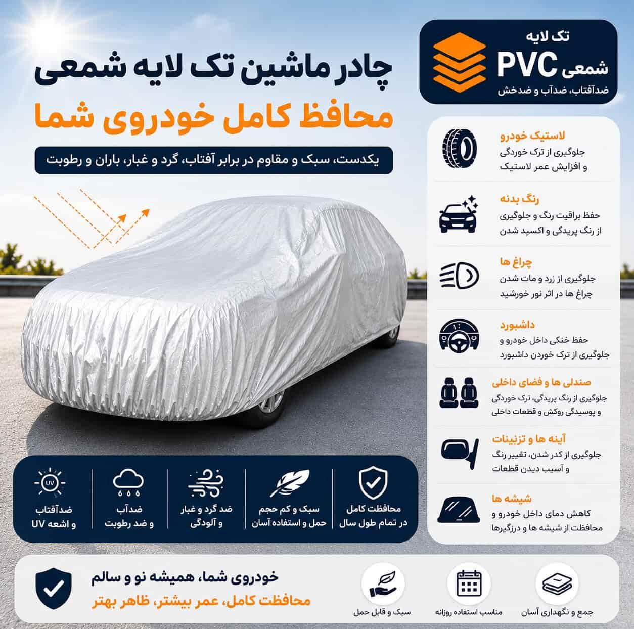 چادر خودرو مدل ضدآب و آفتاب کد Oxford سایز ( L ) مناسب برای هایما s7