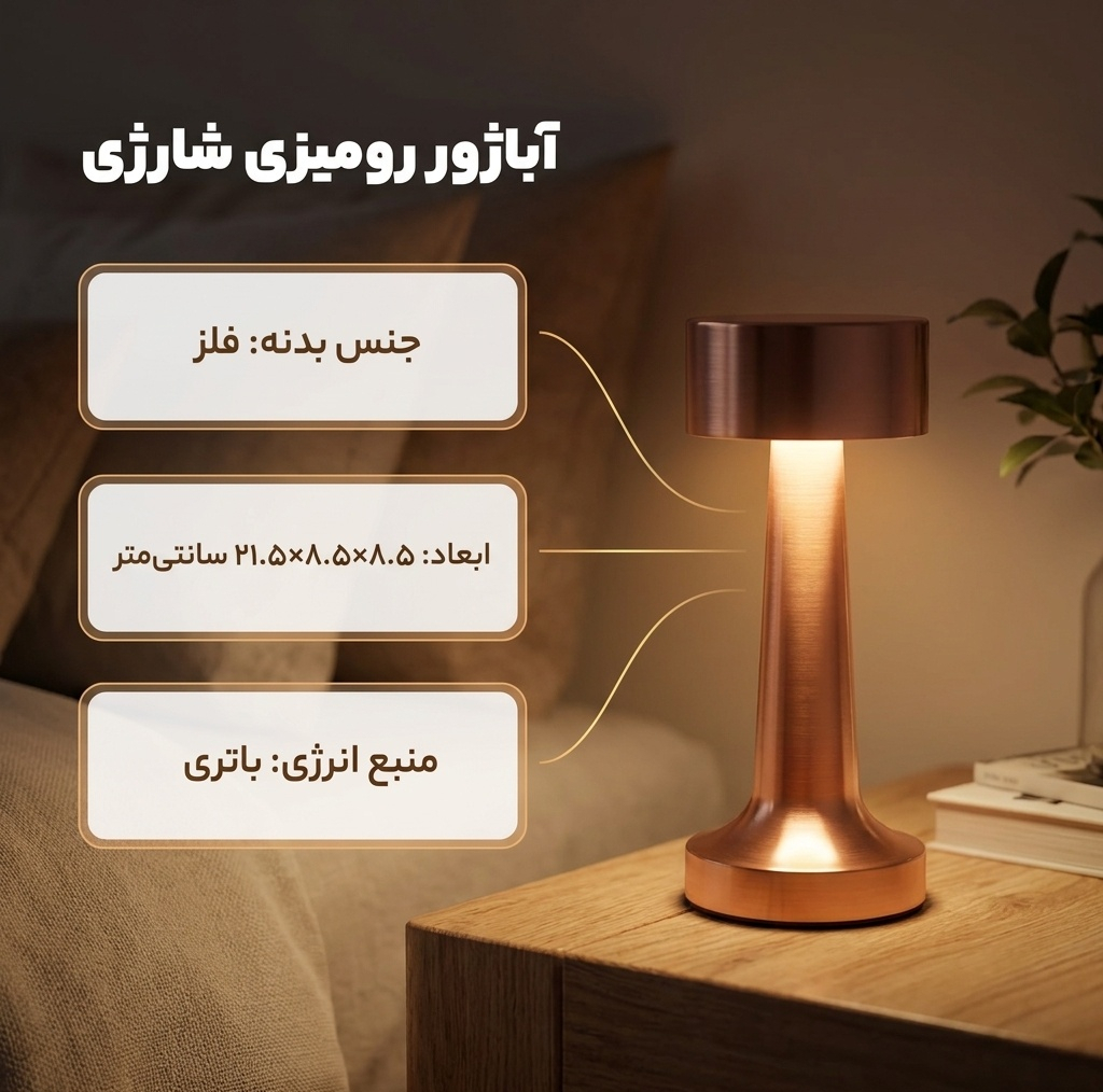 آباژور رومیزی طرح چتری شارژی