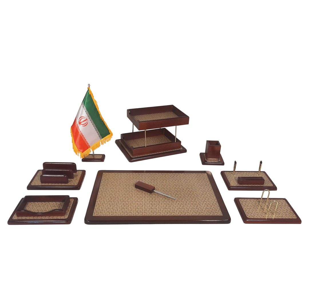 ست لوازم اداری رومیزی طرح خاتم مدل GK مجموعه 9 عددی
