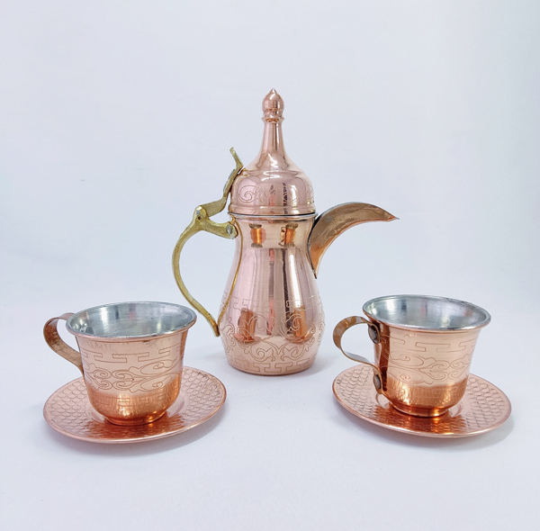 ست 5 تکه دله و فنجان مسی مدل یادگار کد HS59