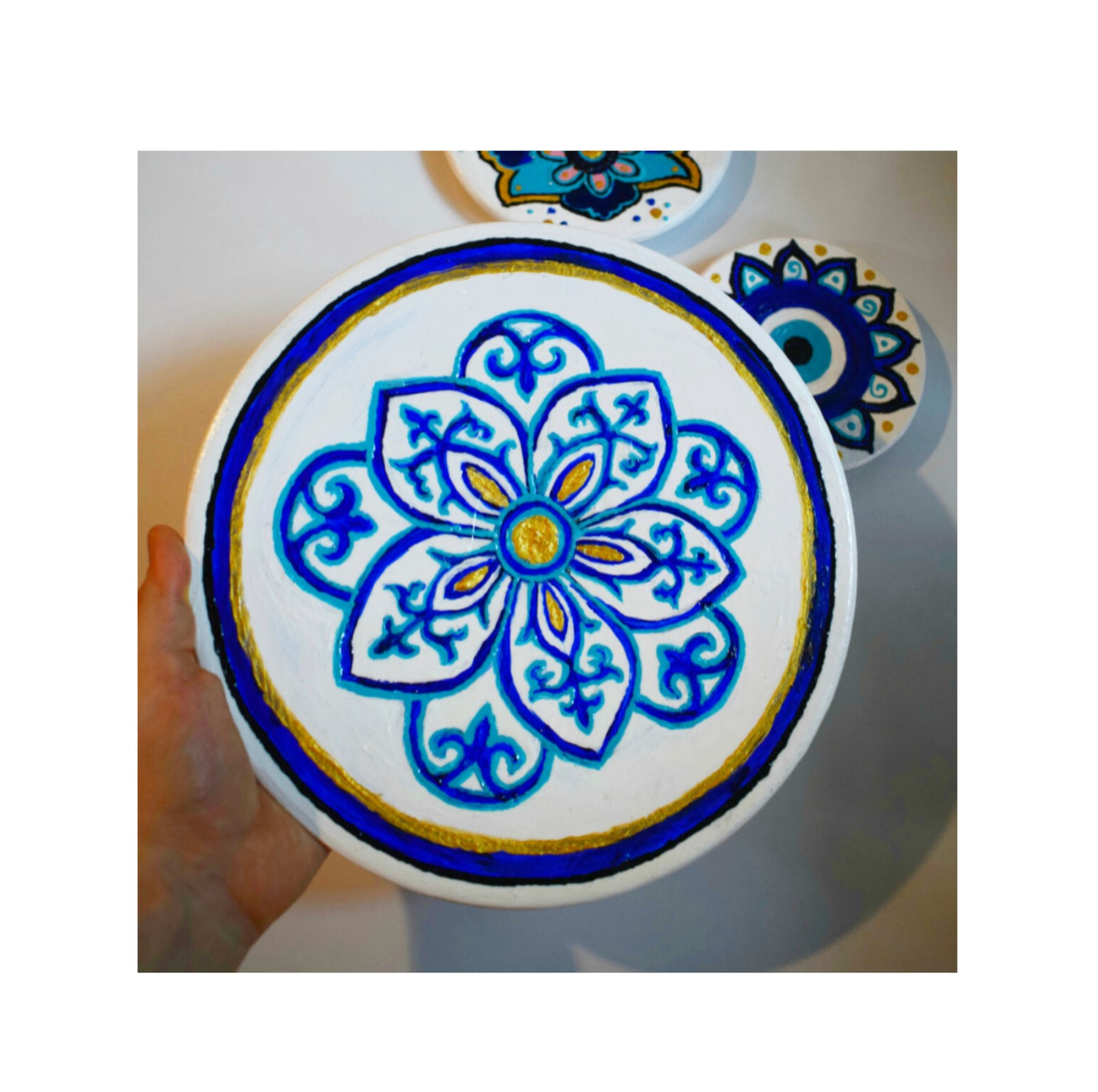 تابلو نقاشی اکریلیک مدل دیوارکوب سفالی بسته 3 عددی