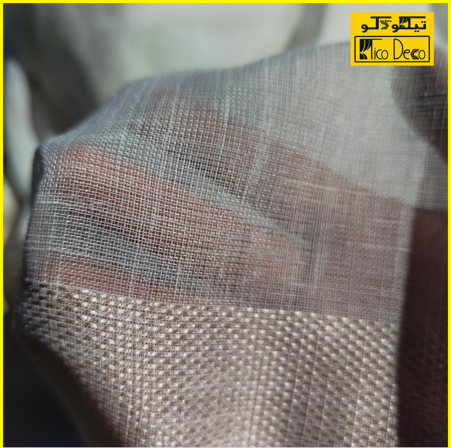 پرده تیکو دکو مدل دوخت ساده کتان شفاف حاشیه دار سایز 280 × 300 سانتی‌متر