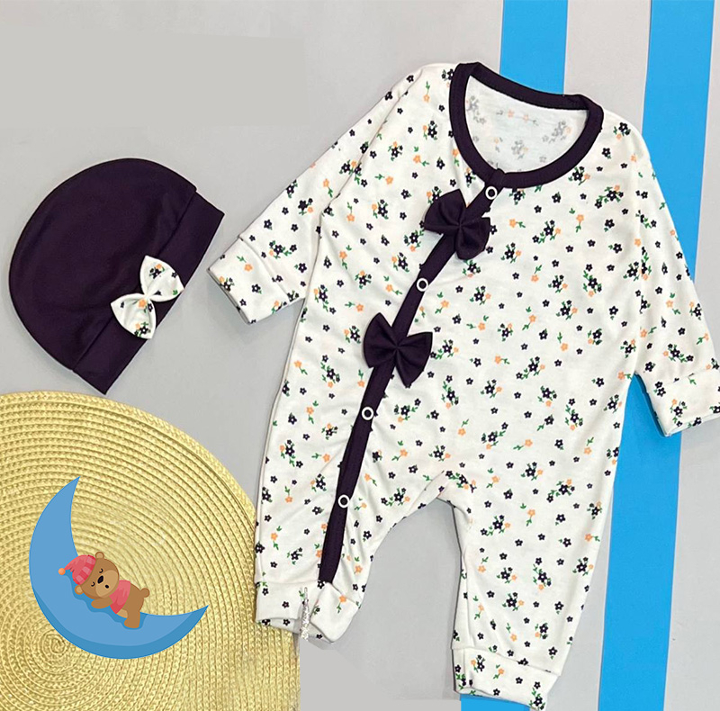ست سرهمی و کلاه نوزادی مدل بهار کد Sor3