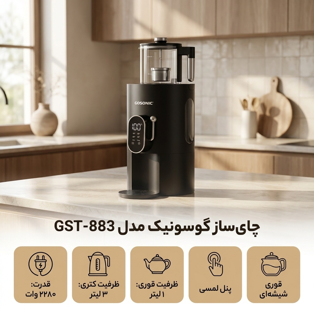 چای ساز روی هم گوسونیک مدل GST-883