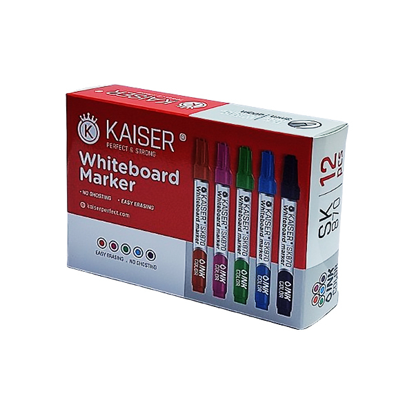ماژیک وایت برد کایزر مدل رنگی کد SK870 بسته 12 عددی
