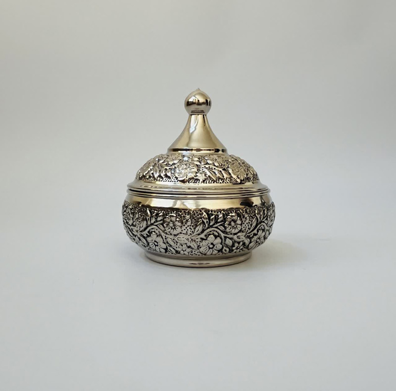 قندان مسی مدل قلم زنی کروم کد ZH418.2